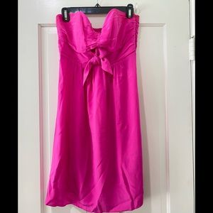 Alice & Trixie Hot Pink strapless bustier 100% silk mini dress L
